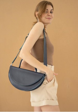 Жіноча шкіряна сумка Сhris maxi темно-синя