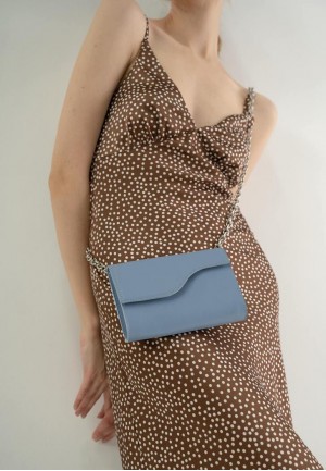 Жіноча шкіряна міні-сумка Luna блакитна